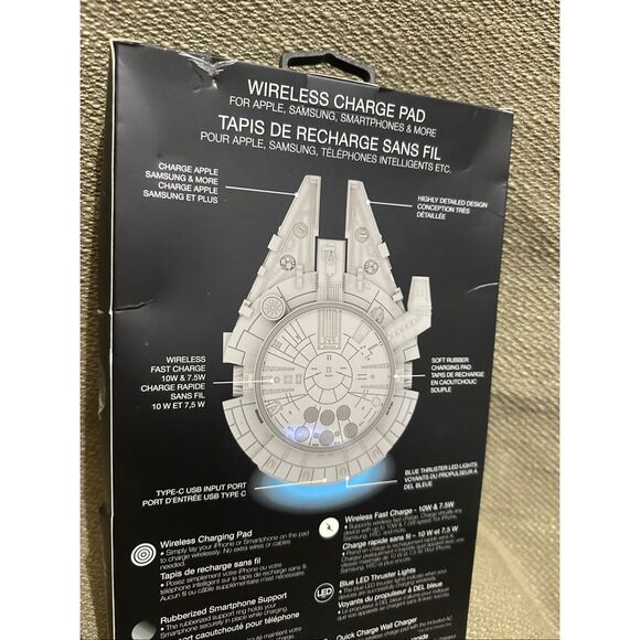 Star Wars Millennium Falcon Wireless Light Up Phone Charger Pad Apple Android - Picture 5 of 5